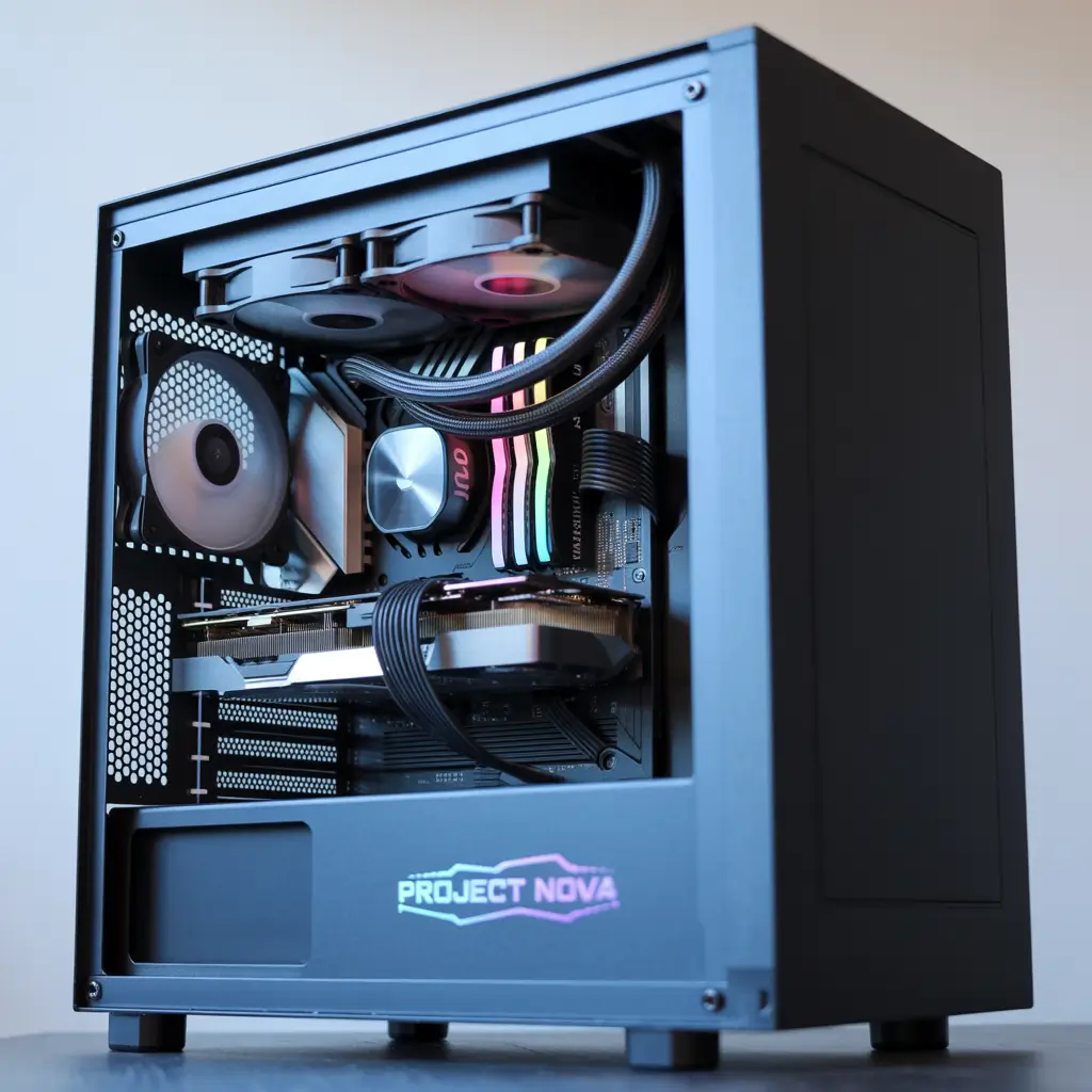 A messy, standard PC build